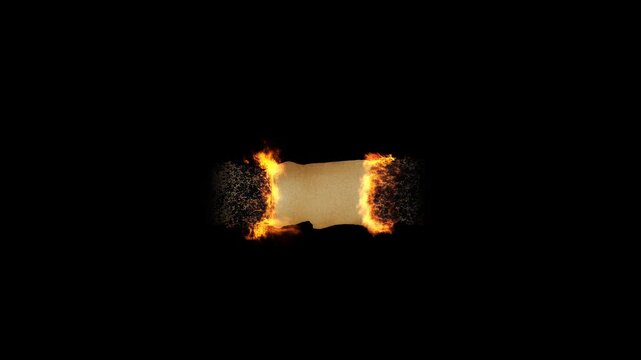 Dramatic sheet of paper engulfed in flames and burning to ashes