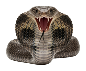 Aggressive snake displaying fangs wildlife sanctuary animal isolated on transparent background