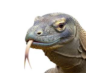 Lizard with unique tongue wildlife habitat animal portrait isolated on transparent background