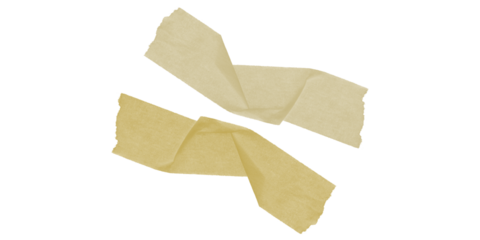 Overlapping textured beige translucent masking tape strips on deep black showing torn edges for creative craft design