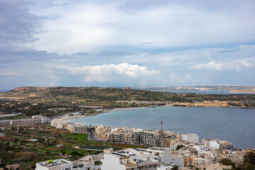 A view from mellieha across Ghadira bay to Gozo