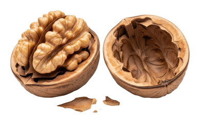 Obraz premium Cracking open delicious walnuts kitchen food home isolated on transparent background