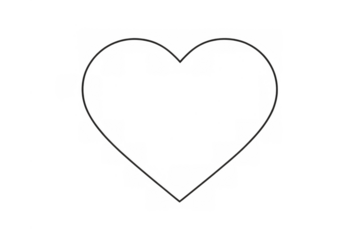 Heart shape showing a thin black line icon, a graphic element for valentine's day designs. Transparent background