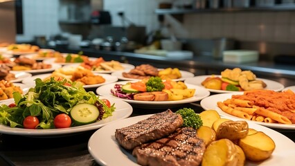 Restaurant Catering Meals Served in Modern Kitchen