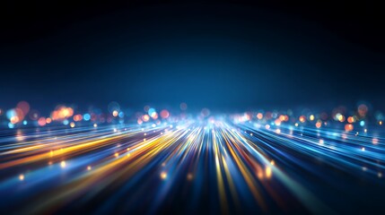 Dynamic abstract design with light trails, representing speed, technology, and futuristic concepts