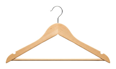 Hanging wooden hanger display home closet product isolated on transparent background