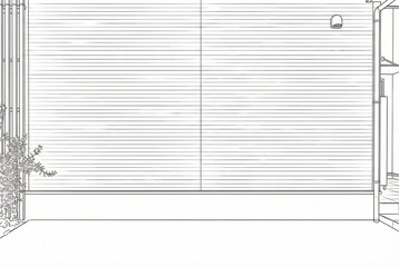 line drawing of street wall background ,Industrial background, empty grunge urban street with warehouse brick wall