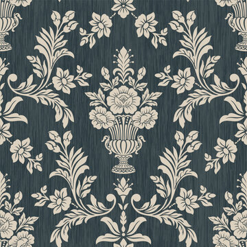 Damask modern seamless pattern element. Vintage classical old fashioned damask ornament, seamless texture for wallpapers, textile.
