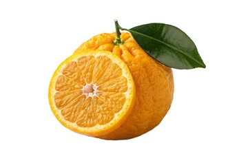 Freshly cut orange half isolated on white background