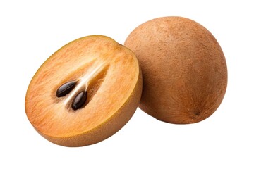 Sliced soursop fruit display isolated on white background