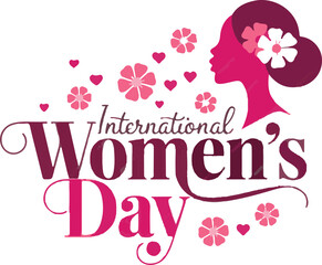 Celebrate international women's day with this elegant design featuring a woman's silhouette and floral accents