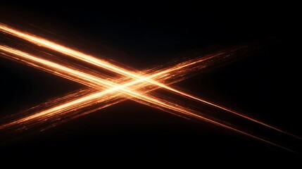 Glowing light trails intersect, creating an abstract, dynamic pattern on a deep black background