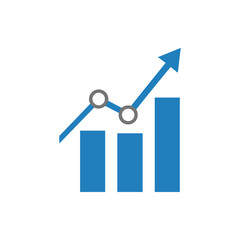 Growing Business Graph with Blue Arrow