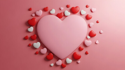 Happy valentine's day wishes with pink heart and hearts decorations