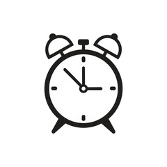Black alarm clock icon on white background