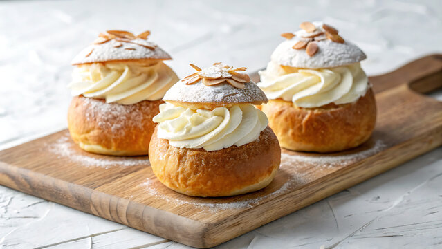 Semla or semlor, vastlakukkel, laskiaispulla is a traditional sweet roll baked in various forms in the nordic countries in sweden, finland, estonia, norway, denmark, especially shrove monday and shrov