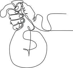 Hands holding money bag Vector