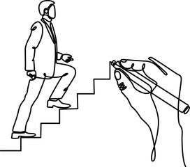 Businessman climbing stairs with handshake Vector