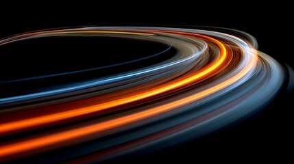 Swirling streaks of light in vibrant hues on a dark backdrop, creating an abstract design