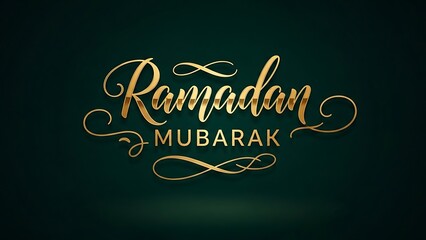 Ramadan mubarak greeting card with elegant gold typography