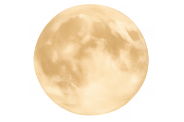 Full moon glowing brightly with visible craters, illuminating the dark night sky on a transparent background