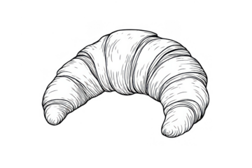 Croissant pastry baking illustration, hand drawn sketch style, fresh french food for breakfast with transparent background