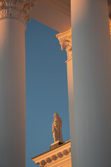 A detail pf the Lutheran Cathedral at Helsinki at sunset