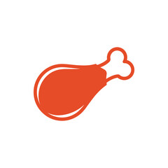 red chicken leg icon on white