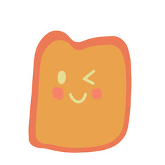 Cute bread character illustration with winking smile rosy cheeks and soft rounded shape