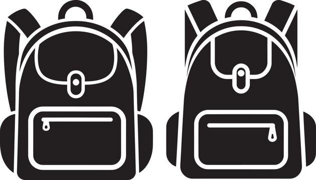 Two backpacks icon set vector graphic illustration