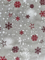 Christmas winter holiday fabric pattern with snowflakes and stars