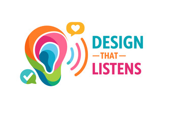 Obraz premium Colorful ear logo with speech bubbles and text design