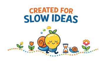 Fototapeta premium Snail and lightbulb with flowers and hourglass