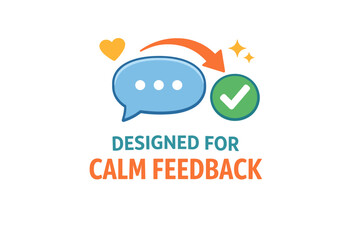 Fototapeta premium Calm feedback icon with speech bubble, arrow, and checkmark
