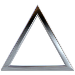 Silver metal triangle frame with geometric design against black background