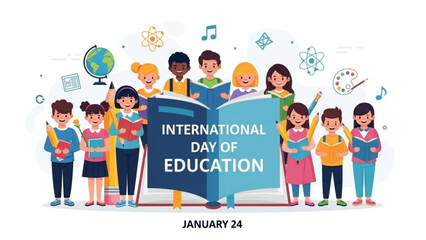 International day of education, january 24, celebrating learning and literacy with diverse group