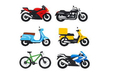 Set of assorted vehicles and transportation icons
