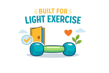 Light exercise motivation: colorful with dumbbell and positive symbols