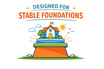 Stable foundations home concept with sun and clouds
