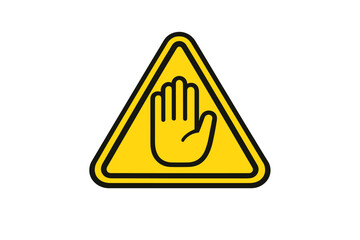 Yellow warning triangle with black hand symbol