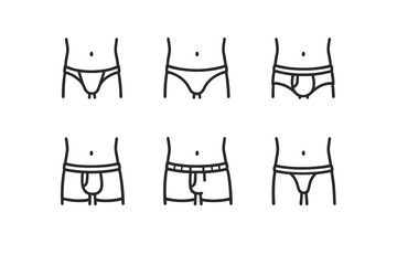 Six Types of Men's Underwear Line Icons