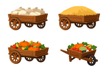 Harvest carts filled with farm produce