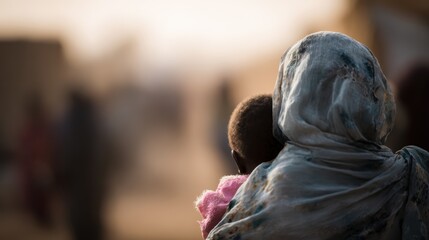 Environmental refugees supported by humanitarian aid organizations