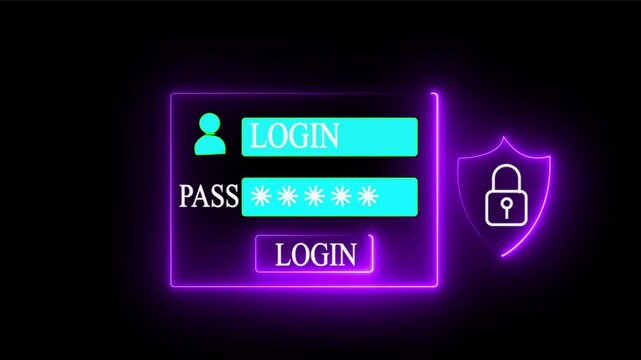 A user selects a holographic login form with password field and shield icon in a dark studio.