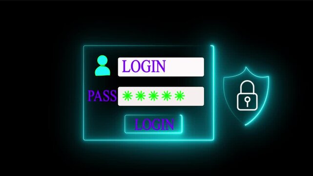 A user selects a holographic login form with password field and shield icon in a dark studio.