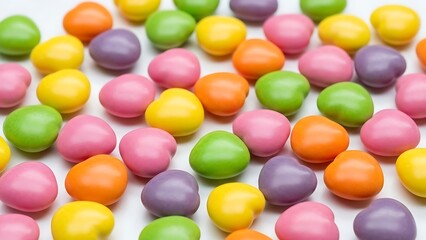 Colorful candy spread on white background