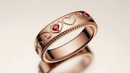 Elegant rose gold ring with heart design