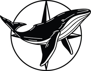 whale swimming silhouette vector illustration
