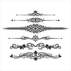 Collection of ornamental rule lines in different