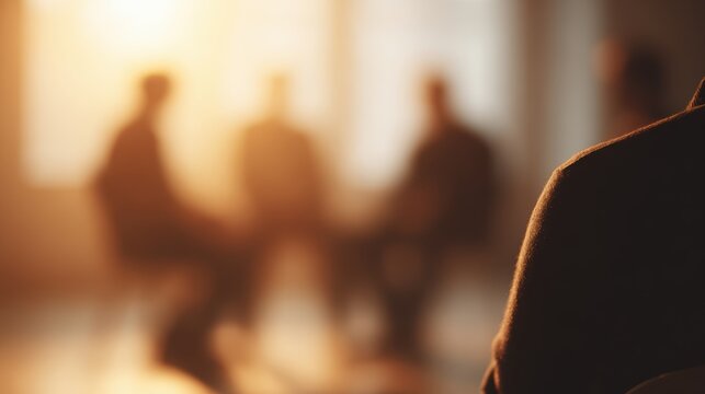 Peer support recovery group concept with warm atmosphere